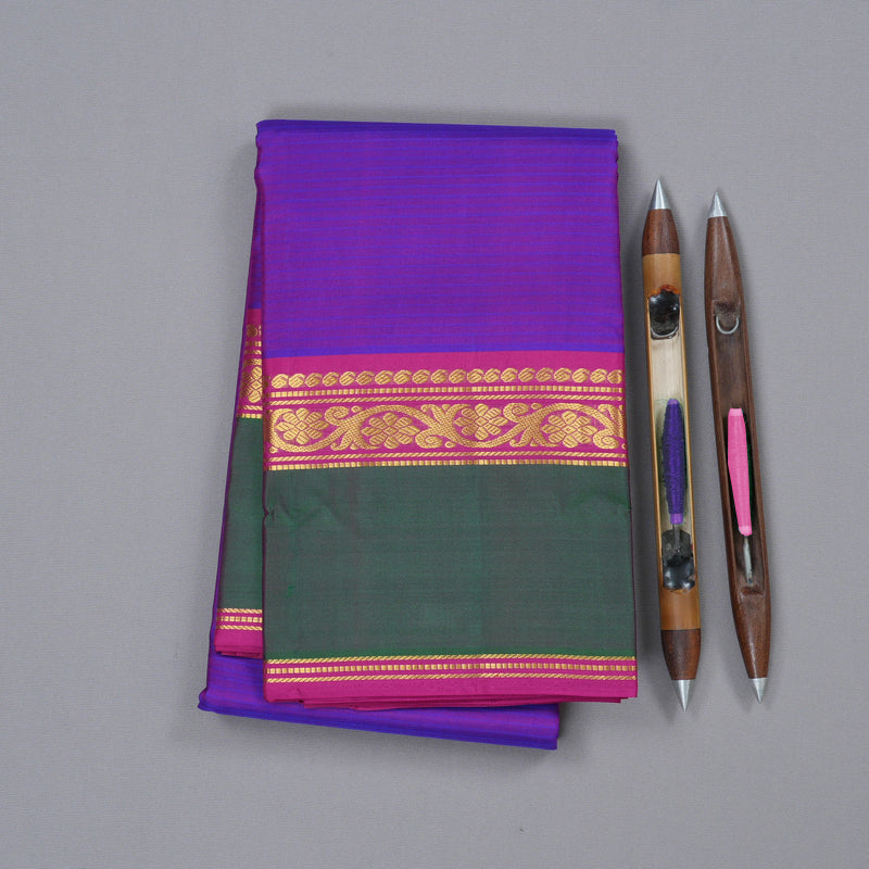 Hayagrivas Purple Handloom Kanjivaram Silk Saree with Mandhalir Border with KBD1751A3-10