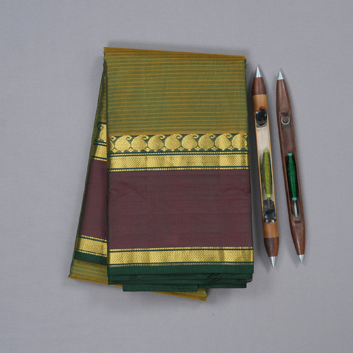 Hayagrivas Sampanga Green Handloom Kanjivaram Silk Saree with Mandhalir Border with KBD1751A3-14