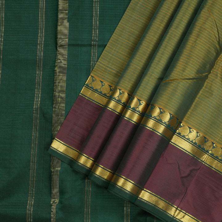 Hayagrivas Sampanga Green Handloom Kanjivaram Silk Saree with Mandhalir Border with KBD1751A3-14
