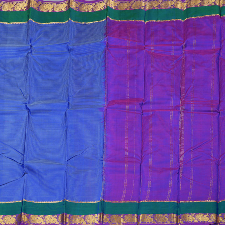 Hayagrivas Light Blue Handloom Kanjivaram Silk Saree with Purple Border with KBD1751A3-15