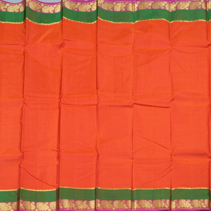Hayagrivas Orange Handloom Kanjivaram Silk Saree with Mandhalir And Pink Border with KBD1751A3-3