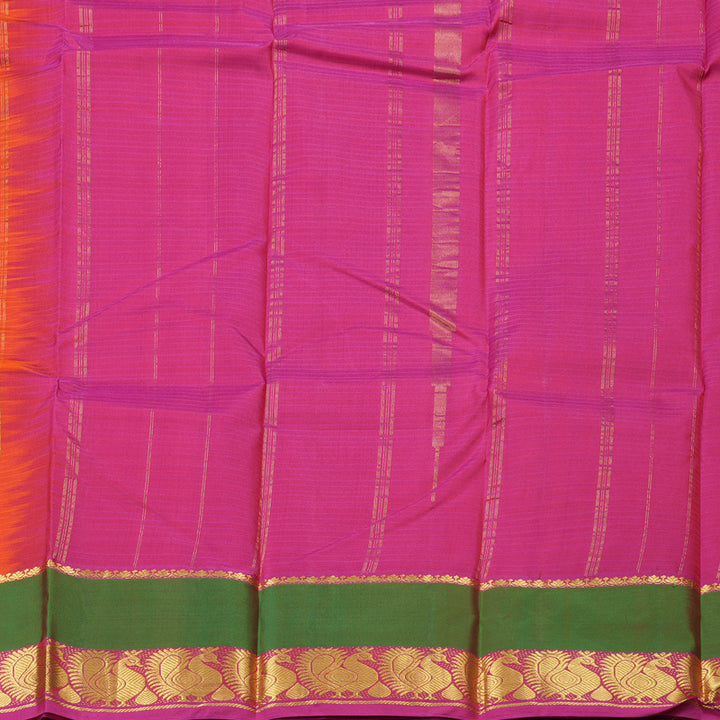 Hayagrivas Orange Handloom Kanjivaram Silk Saree with Mandhalir And Pink Border with KBD1751A3-3