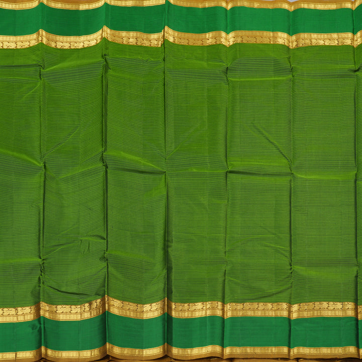 Hayagrivas Leaf Green Handloom Kanjivaram Silk Saree with Dark Green Border with KBD1751A3-8