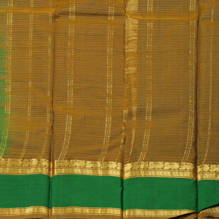 Hayagrivas Leaf Green Handloom Kanjivaram Silk Saree with Dark Green Border with KBD1751A3-8