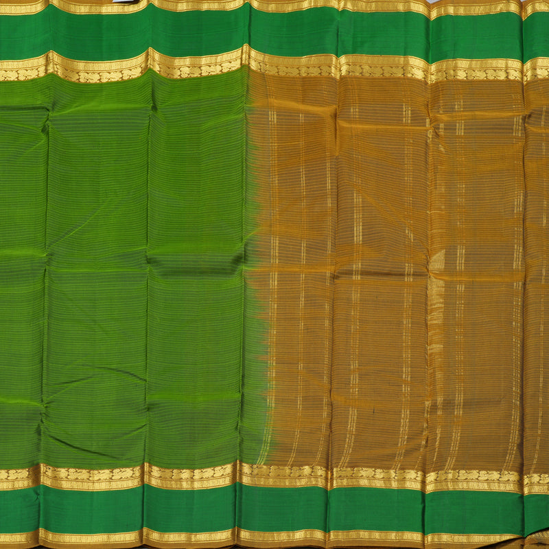 Hayagrivas Leaf Green Handloom Kanjivaram Silk Saree with Dark Green Border with KBD1751A3-8