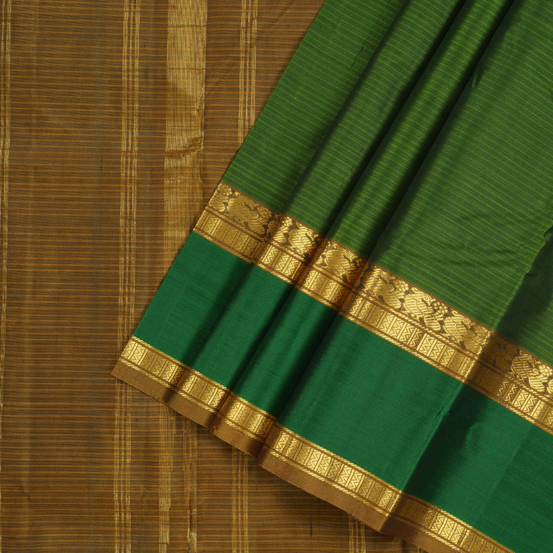 Hayagrivas Leaf Green Handloom Kanjivaram Silk Saree with Dark Green Border with KBD1751A3-8
