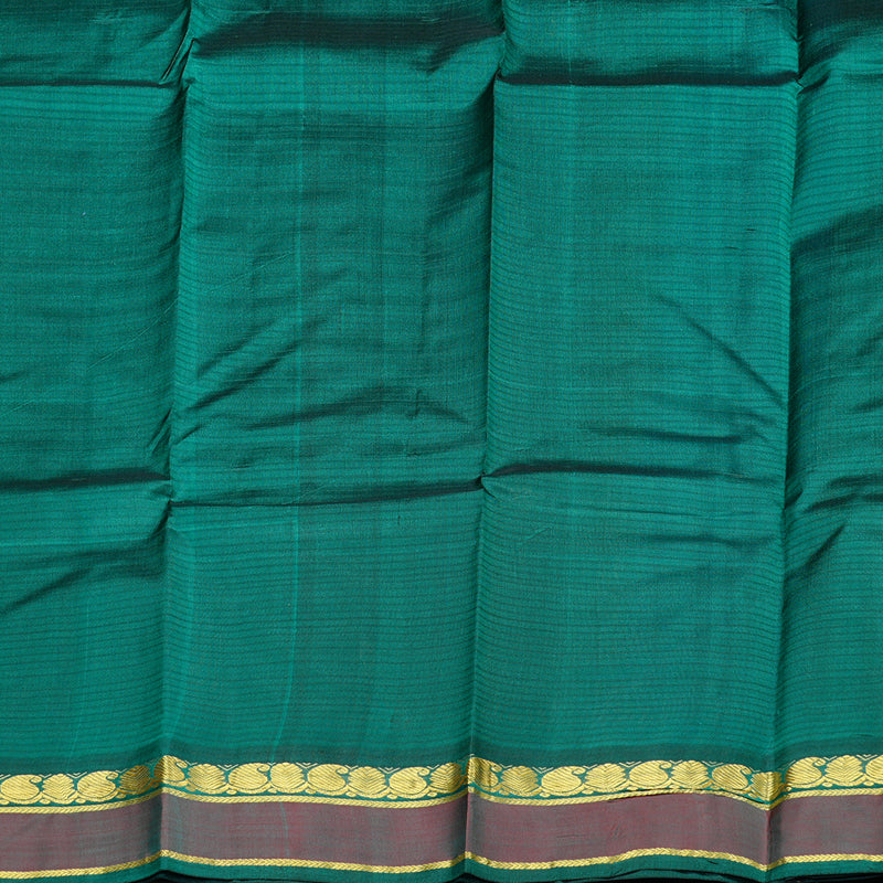 Hayagrivas Sky Blue Handloom Kanjivaram Silk Saree with Peacock Green Border KBD1751A4-5