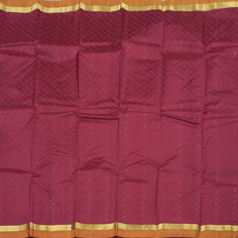 Hayagrivas Maroon Handloom Kanjivaram Silk Saree with Honey Mustard Border with KBD1751A5-3