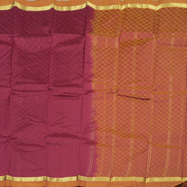 Hayagrivas Maroon Handloom Kanjivaram Silk Saree with Honey Mustard Border with KBD1751A5-3