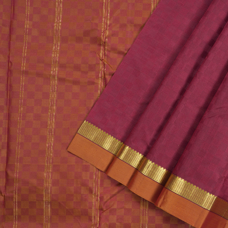 Hayagrivas Maroon Handloom Kanjivaram Silk Saree with Honey Mustard Border with KBD1751A5-3