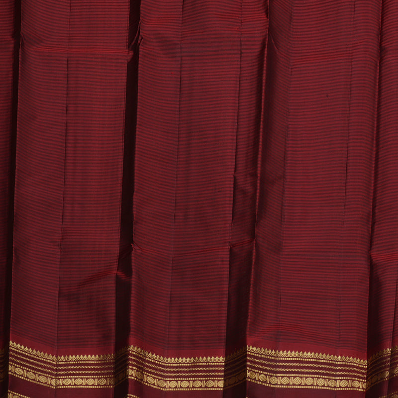 Hayagrivas Black Handloom Kanjivaram Silk Saree with Wine Maroon Border KBD1752A2-20