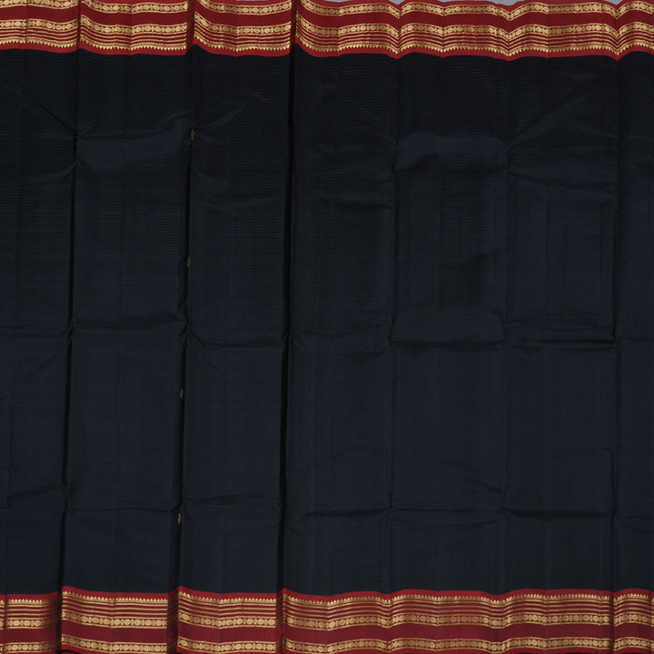 Hayagrivas Black Handloom Kanjivaram Silk Saree with Wine Maroon Border KBD1752A2-20