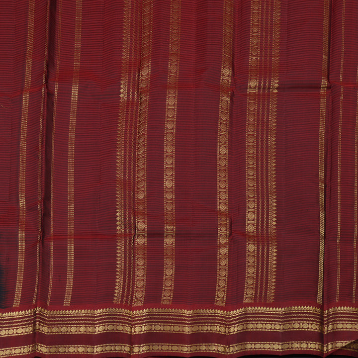 Hayagrivas Black Handloom Kanjivaram Silk Saree with Wine Maroon Border KBD1752A2-20