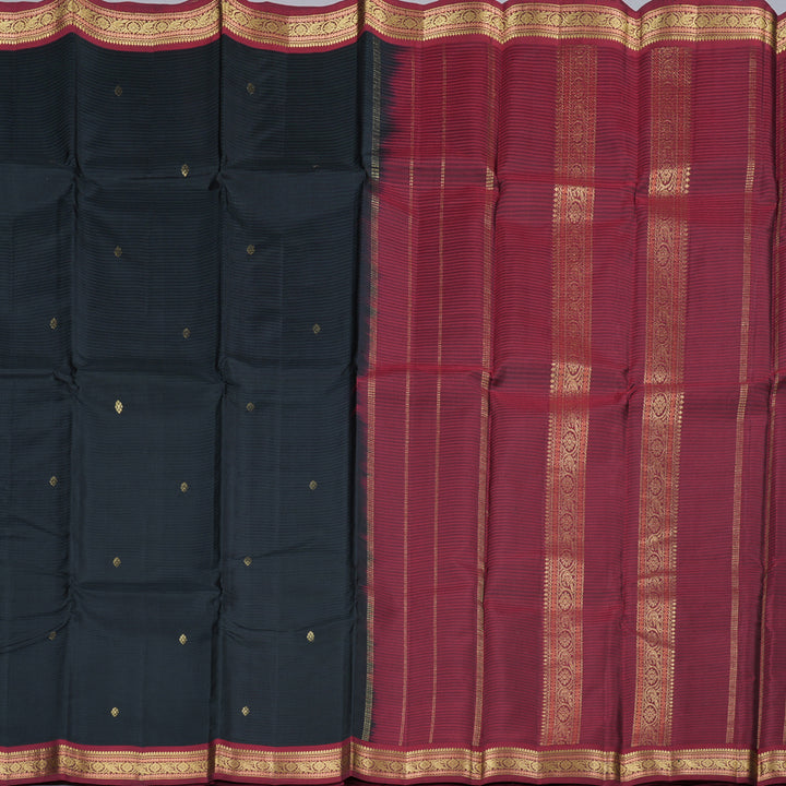 Hayagrivas Handloom Kanjivaram Silk Saree In Royal Black KBD1752A2-23