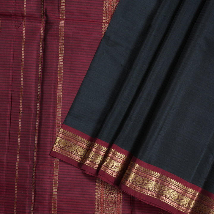 Hayagrivas Handloom Kanjivaram Silk Saree In Royal Black KBD1752A2-23