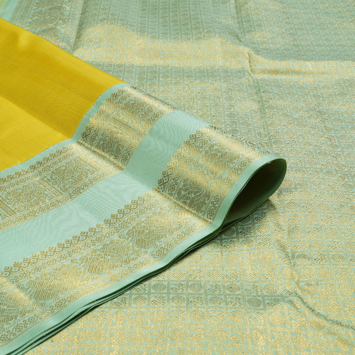 Hayagrivas Lemon Yellow Handloom Kanjivaram Silk Saree KBD1753A1-2