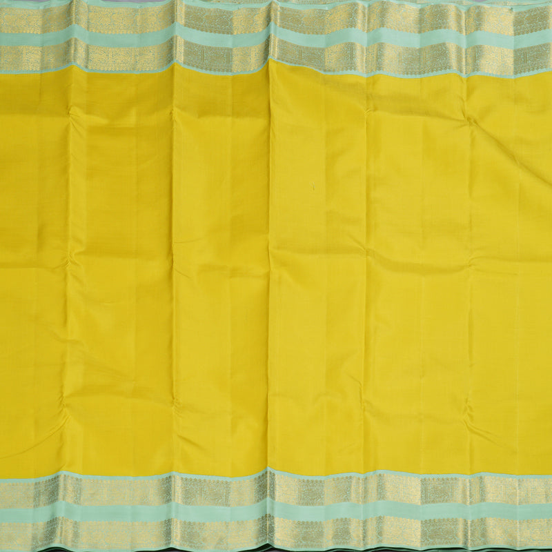 Hayagrivas Lemon Yellow Handloom Kanjivaram Silk Saree KBD1753A1-2