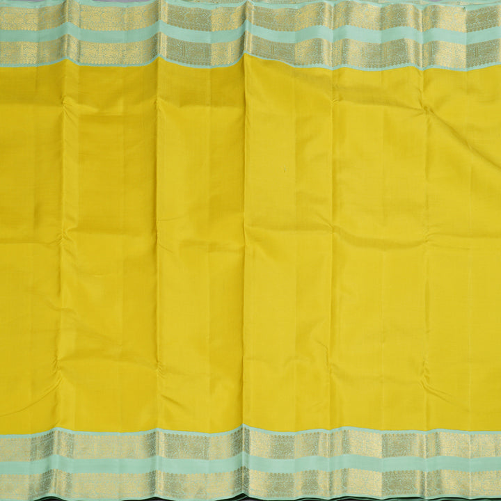 Hayagrivas Lemon Yellow Handloom Kanjivaram Silk Saree KBD1753A1-2
