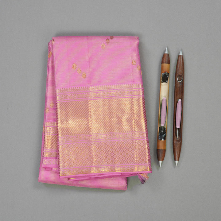 Hayagrivas Handloom Kanjivaram silk saree in Mild pink Vairaoosi KBD1754A1-1