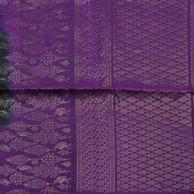 Hayagrivas Captivating Black Handloom Soft Silk Saree with Purple Border KBD1756A24-2