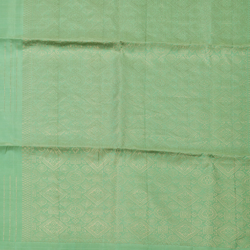 Hayagrivas Handloom Kanjivaram soft silk saree in Pastel green Borderless  KBD1756A9-2
