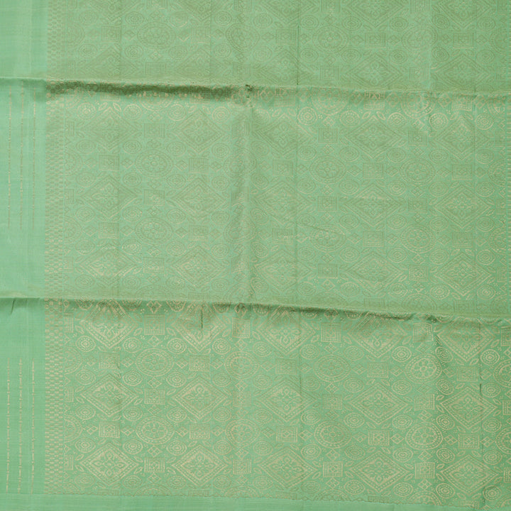 Hayagrivas Handloom Kanjivaram soft silk saree in Pastel green Borderless  KBD1756A9-2