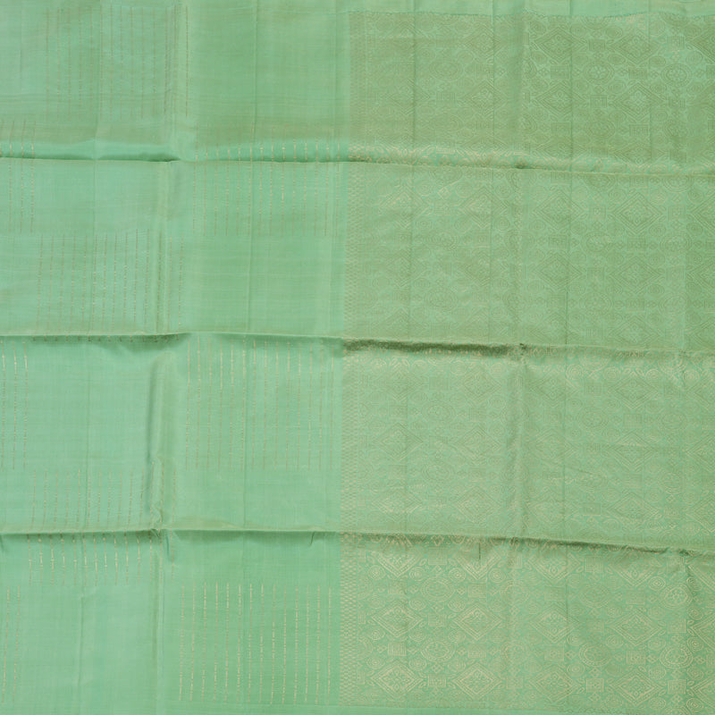 Hayagrivas Handloom Kanjivaram soft silk saree in Pastel green Borderless  KBD1756A9-2