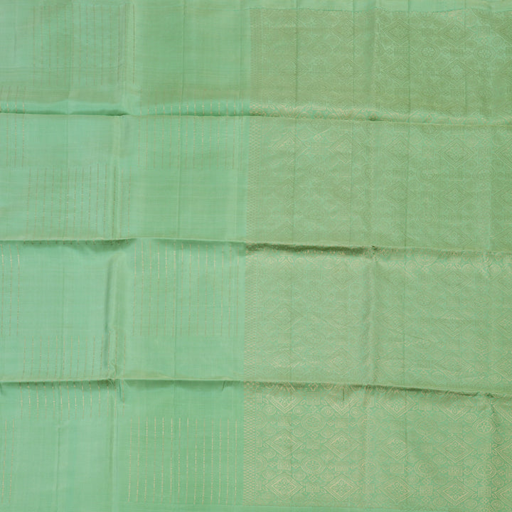 Hayagrivas Handloom Kanjivaram soft silk saree in Pastel green Borderless  KBD1756A9-2