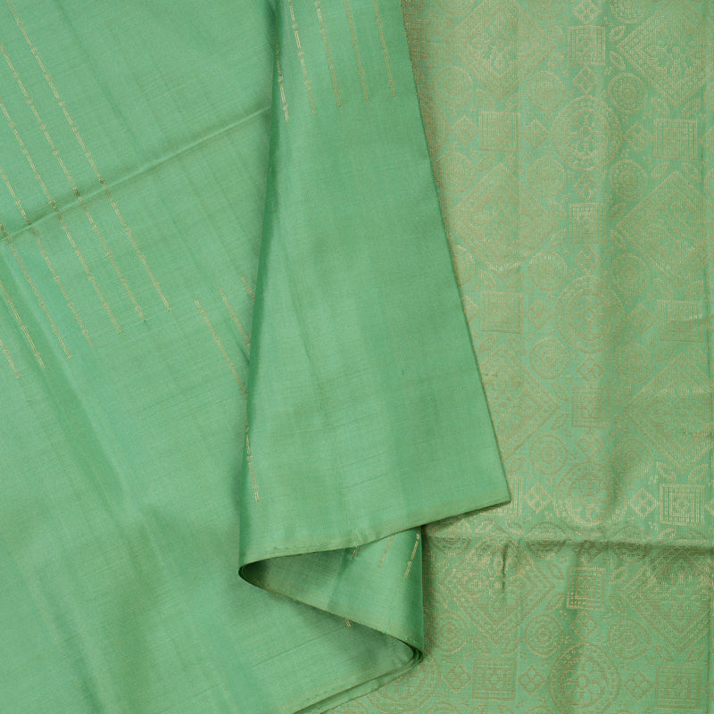 Hayagrivas Handloom Kanjivaram soft silk saree in Pastel green Borderless  KBD1756A9-2