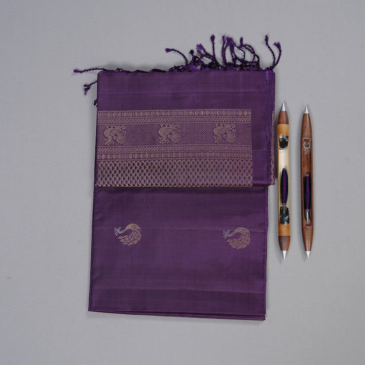 Hayagrivas Dark Purple Handloom Soft Silk Saree KBD1757A22-1