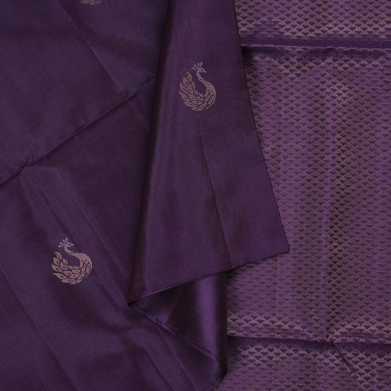 Hayagrivas Dark Purple Handloom Soft Silk Saree KBD1757A22-1