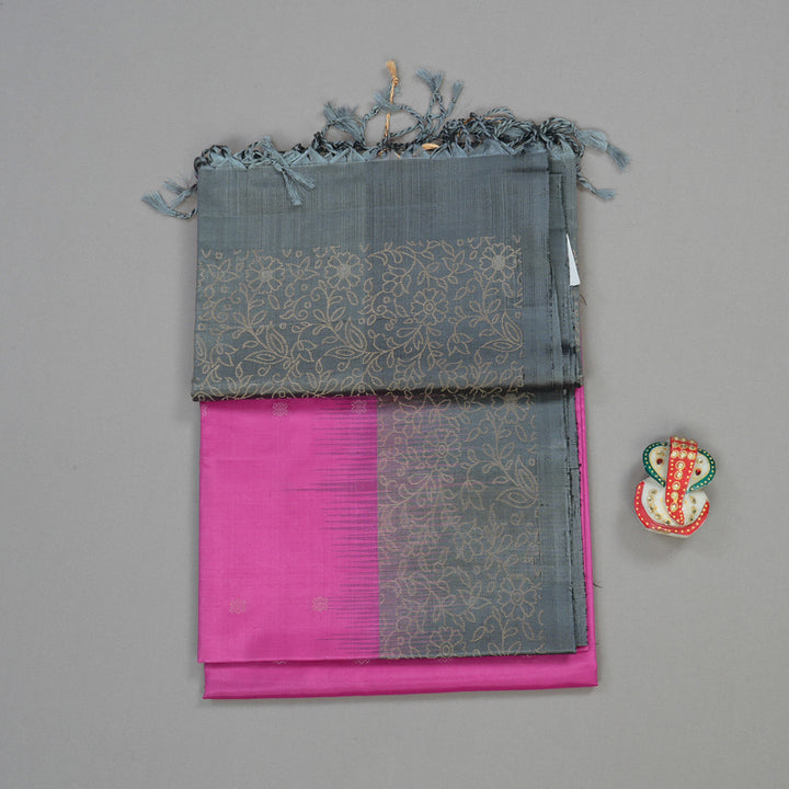 Hayagrivas Handloom Soft Silk Saree in Divine Rose Pink KBD1757A6-1
