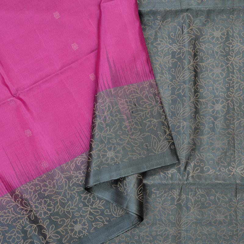 Hayagrivas Handloom Soft Silk Saree in Divine Rose Pink KBD1757A6-1