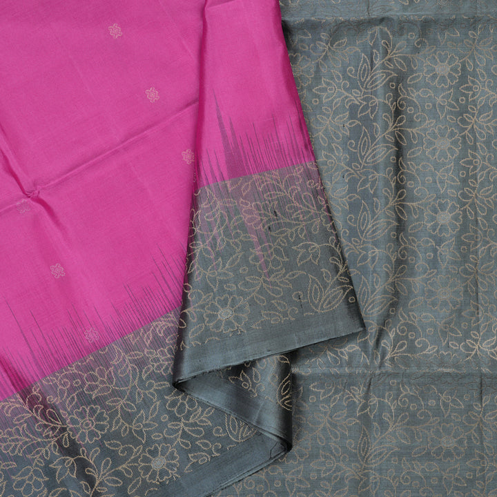 Hayagrivas Handloom Soft Silk Saree in Divine Rose Pink KBD1757A6-1