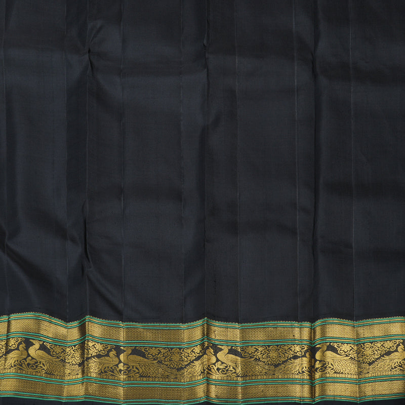 Hayagrivas Bright Orange Handloom Kanjivaram Silk Saree with Black Border KBD1762A6-1