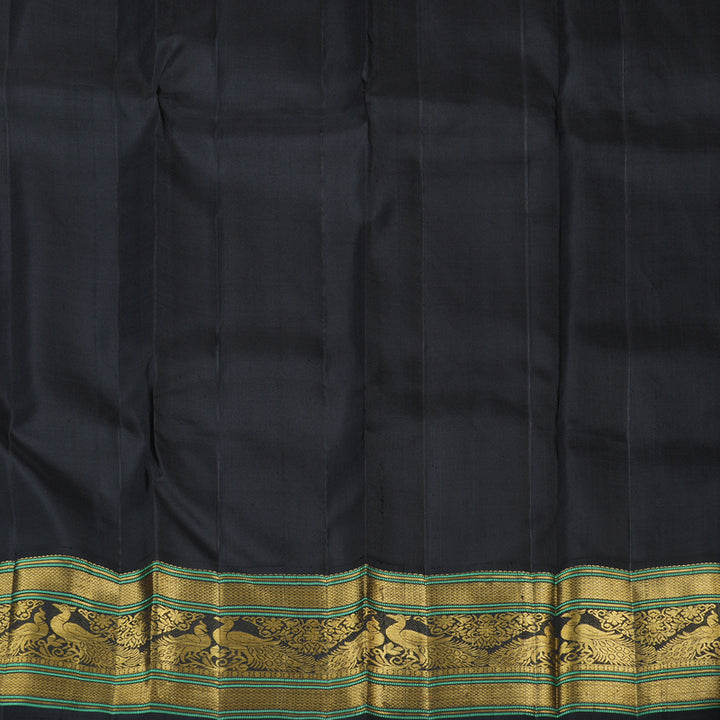 Hayagrivas Bright Orange Handloom Kanjivaram Silk Saree with Black Border KBD1762A6-1