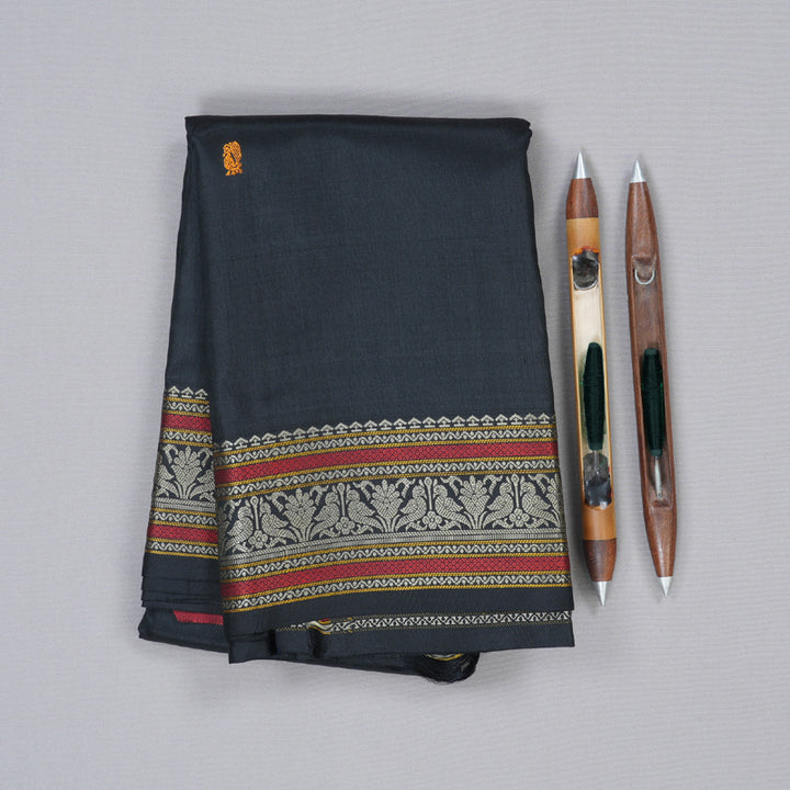 Hayagrivas Black Handloom Kanjivaram Silk Saree KBD1763A1-1