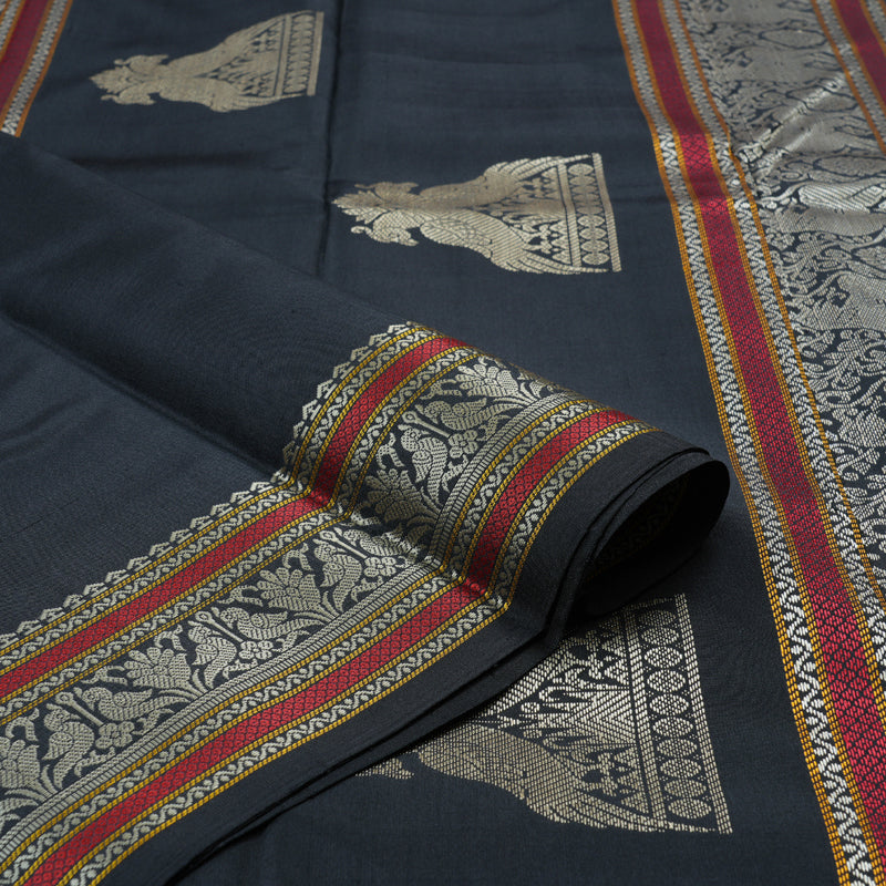 Hayagrivas Black Handloom Kanjivaram Silk Saree KBD1763A1-1