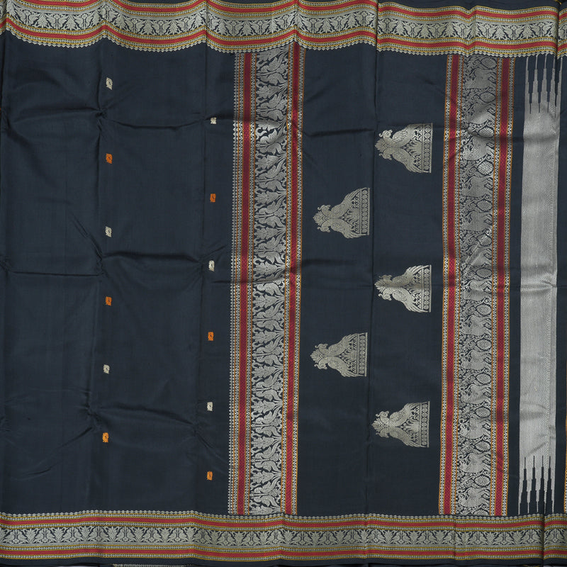 Hayagrivas Black Handloom Kanjivaram Silk Saree KBD1763A1-1