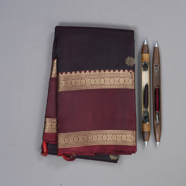 Hayagrivas Plum Purple Handloom Kanjivaram Silk Saree with Wine Maroon Border KBD1763A2-5