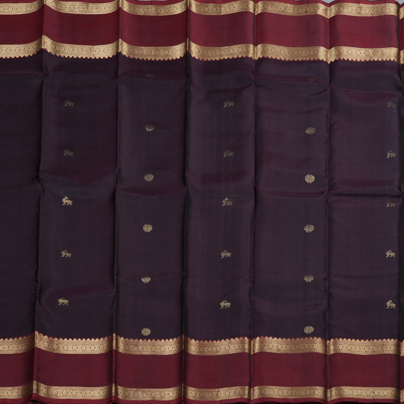 Hayagrivas Plum Purple Handloom Kanjivaram Silk Saree with Wine Maroon Border KBD1763A2-5