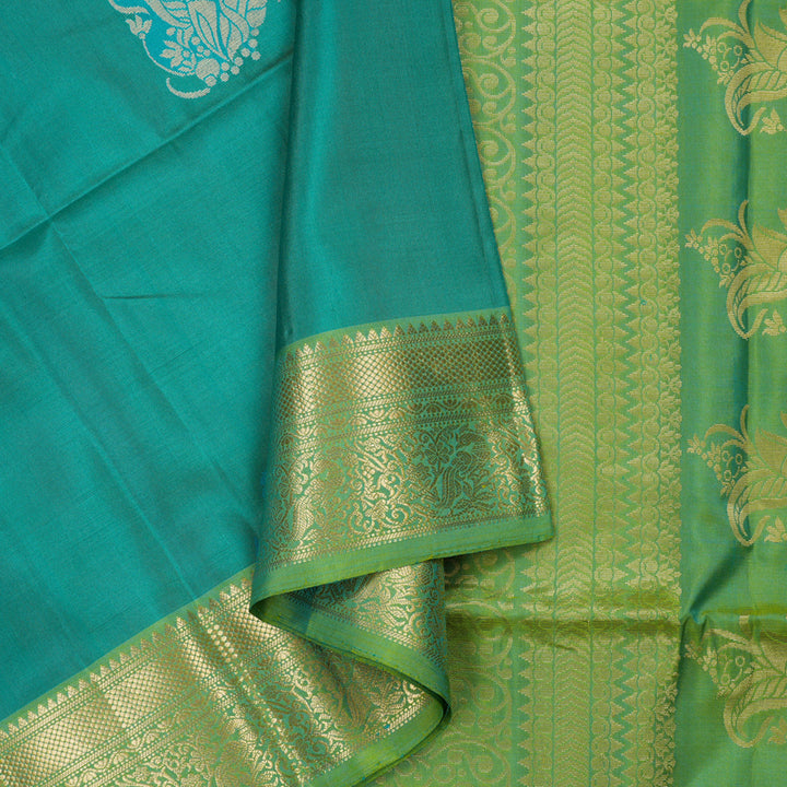 Hayagrivas Handloom Soft Silk Saree in Refreshing Sea Blue KBD1767A10-1