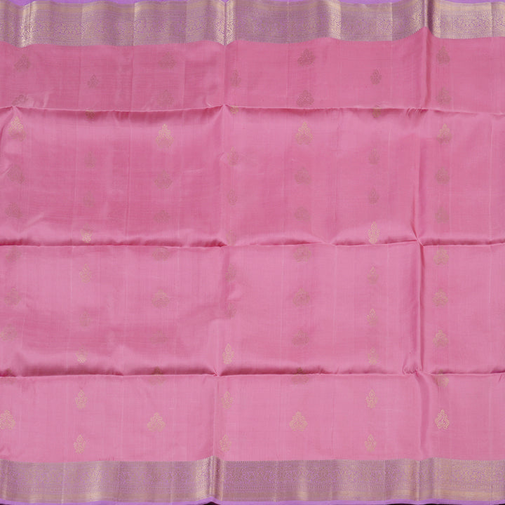Hayagrivas Peach Pink Handloom Soft Silk Saree with Lavender Border KBD1767A10-16