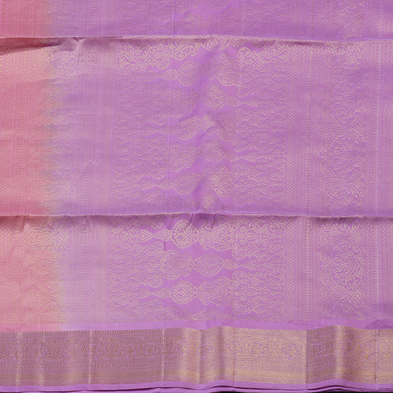 Hayagrivas Peach Pink Handloom Soft Silk Saree with Lavender Border KBD1767A10-16