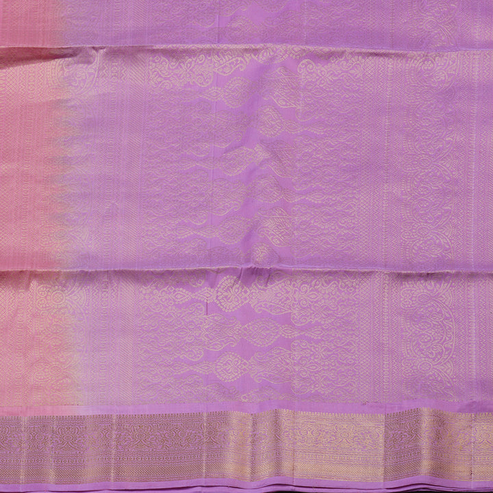 Hayagrivas Peach Pink Handloom Soft Silk Saree with Lavender Border KBD1767A10-16