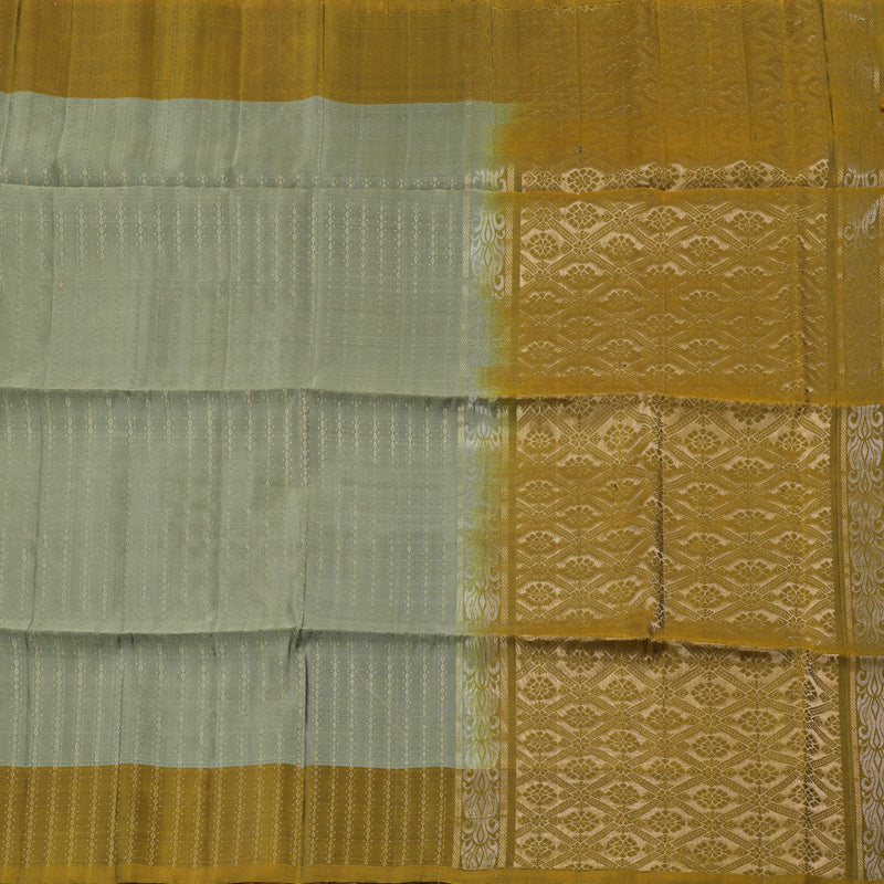 Hayagrivas Ash Grey Handloom Soft Silk Saree with Honey Mustard Border KBD1767A11-13