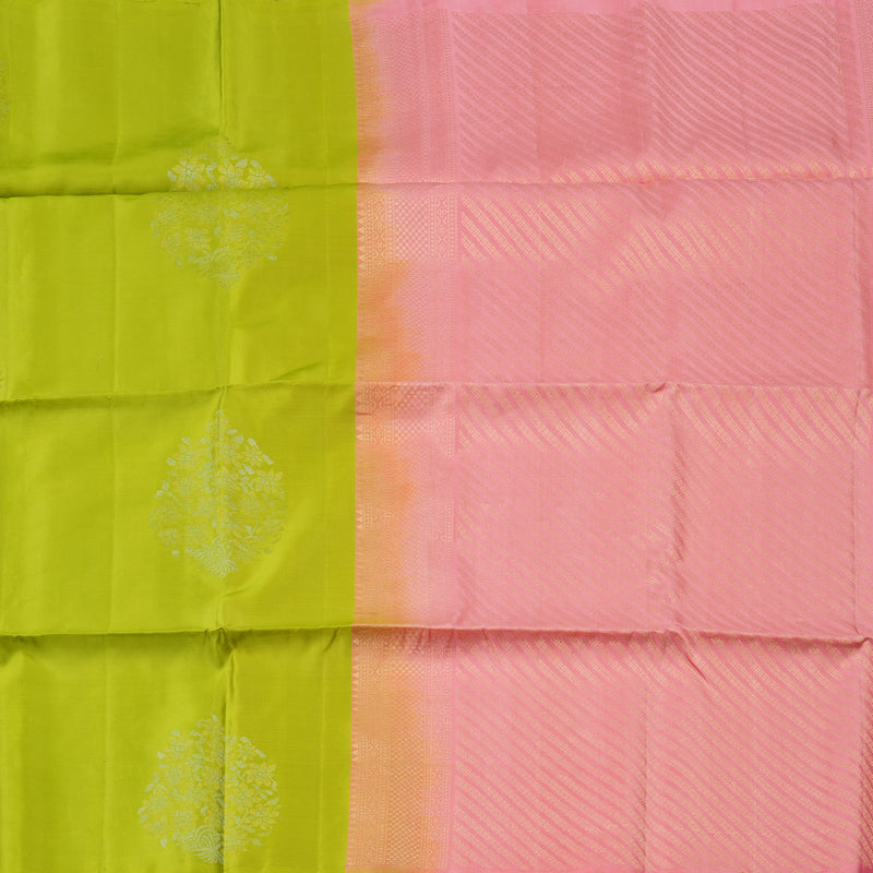 Hayagrivas Handloom Soft Silk Saree in Effervescent Lime Green KBD1767A11-8