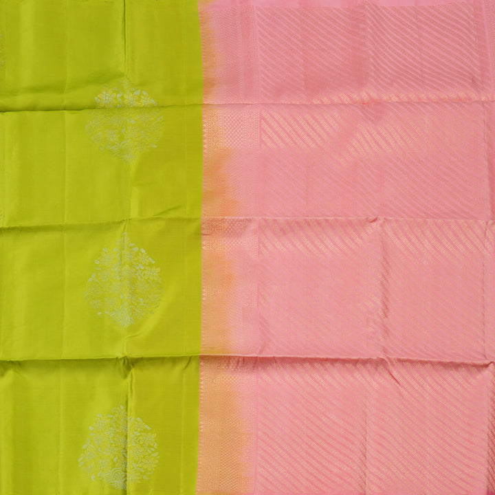 Hayagrivas Handloom Soft Silk Saree in Effervescent Lime Green KBD1767A11-8