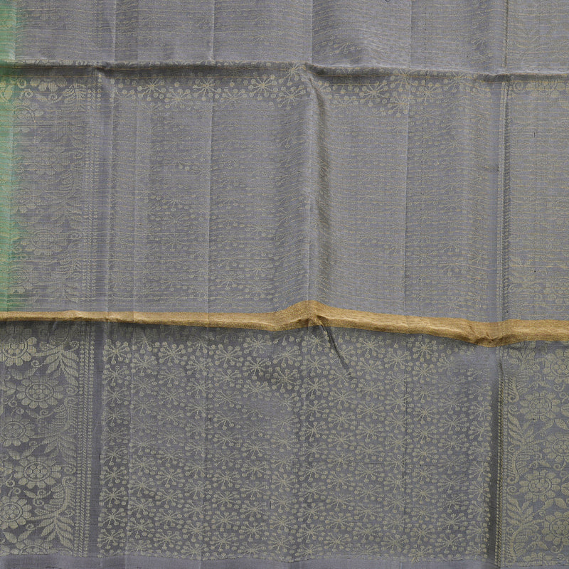 Hayagrivas Elachi Green Handloom Soft Silk Saree with Dark Grey Border KBD1767A12-3