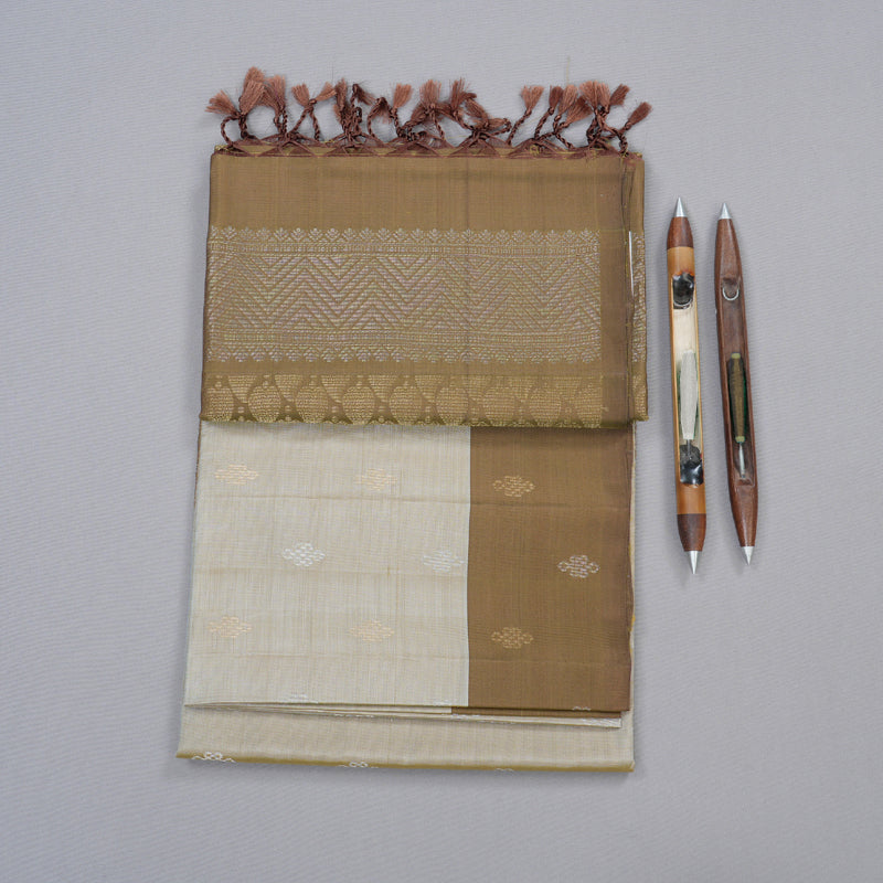 Hayagrivas Handloom Soft Silk Saree in elegant Beige and Rich  Brown Colour KBD1767A3-35